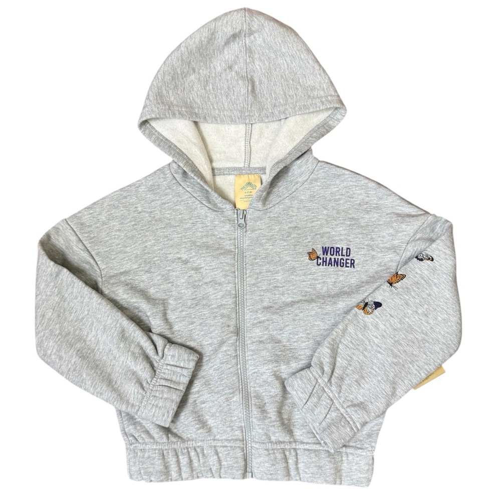 Thereabouts Gray Grey Girls Zipper Hoodie Sz Small Butterfly NWT